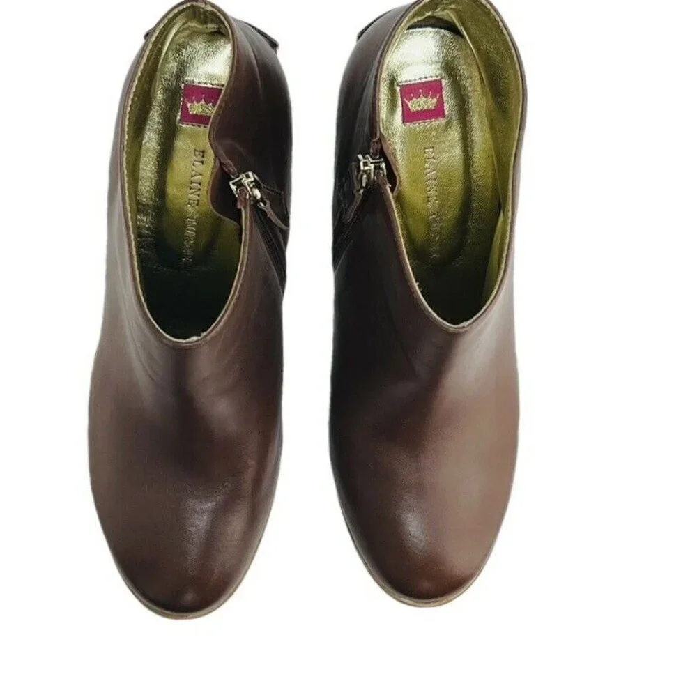 Elaine Turner Womens Brown Leather Ankle Boots Size 8.5 - Picture 3 of 13